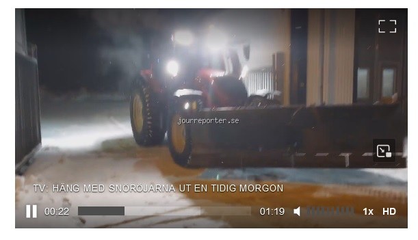 Snöröjning arla morgon i Hultsfred